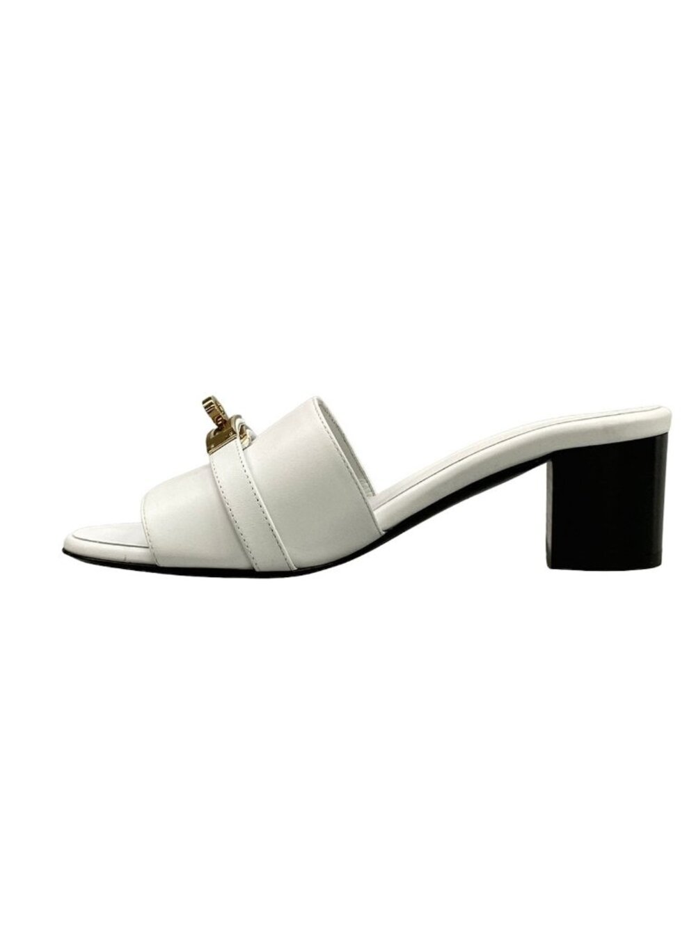 Hermes Mules Jige 50 White Gold Kelly Leather 35 - Picture 3 of 11